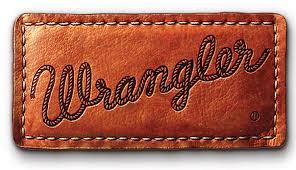 Wrangler logo written on leather