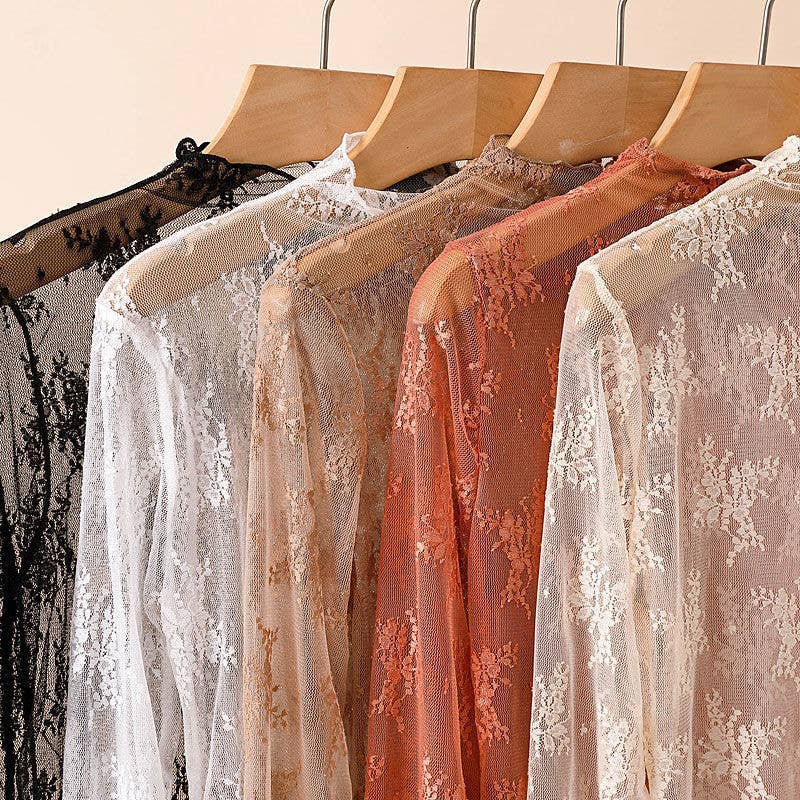 Lace Mesh Top: Coffee / Missy / XL