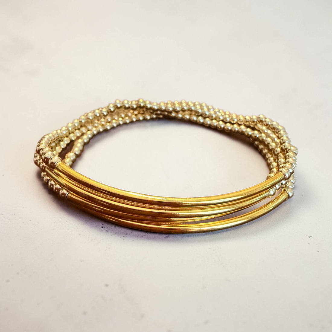 14k 3mm Gold Filled Beaded Bar Bracelet
