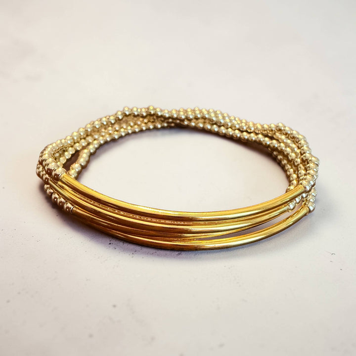 14k 3mm Gold Filled Beaded Bar Bracelet