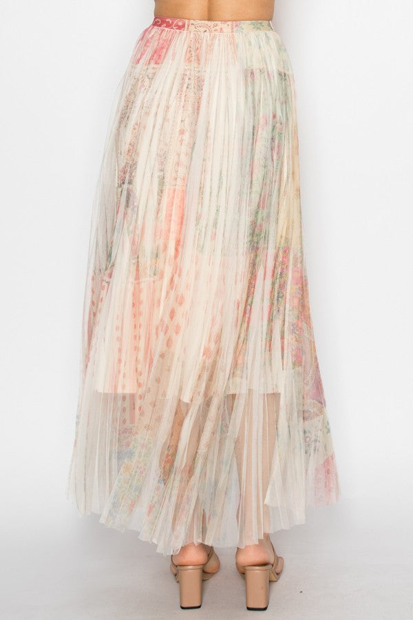 LINED MESH LONG SKIRT