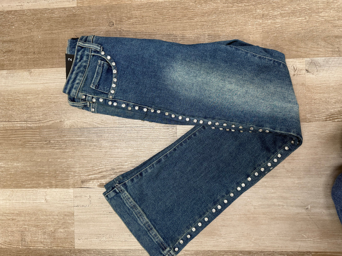 Rhinestone Flare Jeans Lucky & Blessed