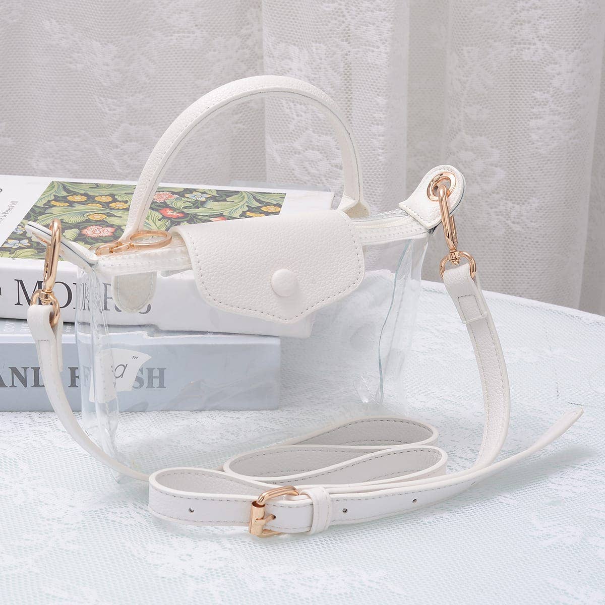 CB781 Gladys Clear Gameday Mini Crossbody Bag: Silver