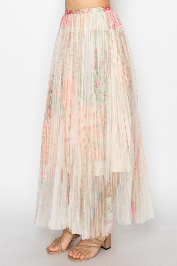 LINED MESH LONG SKIRT