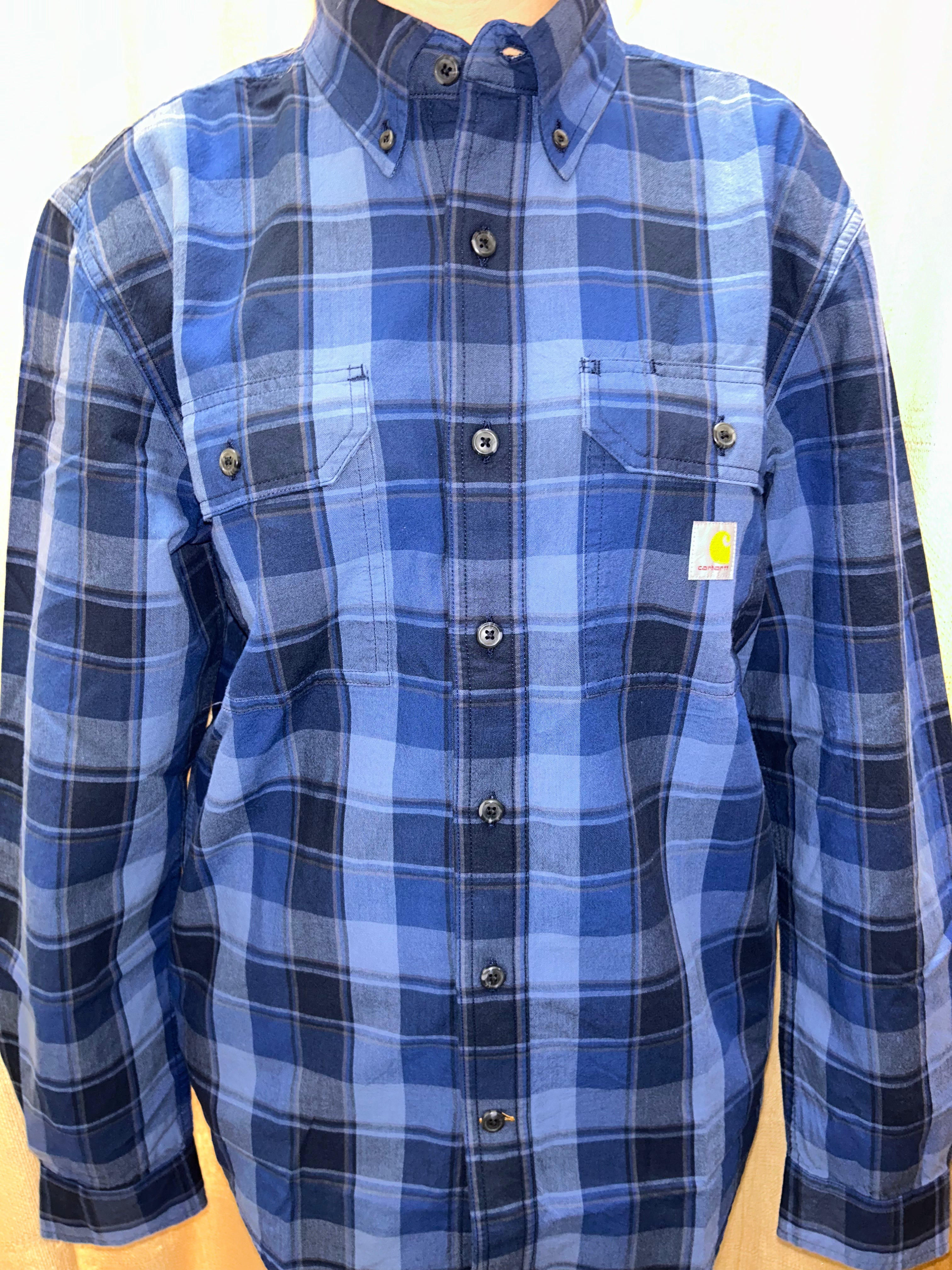 Carhartt Loose-Fit Midweight Chambray Plaid Long-Sleeve Shirt (107012)