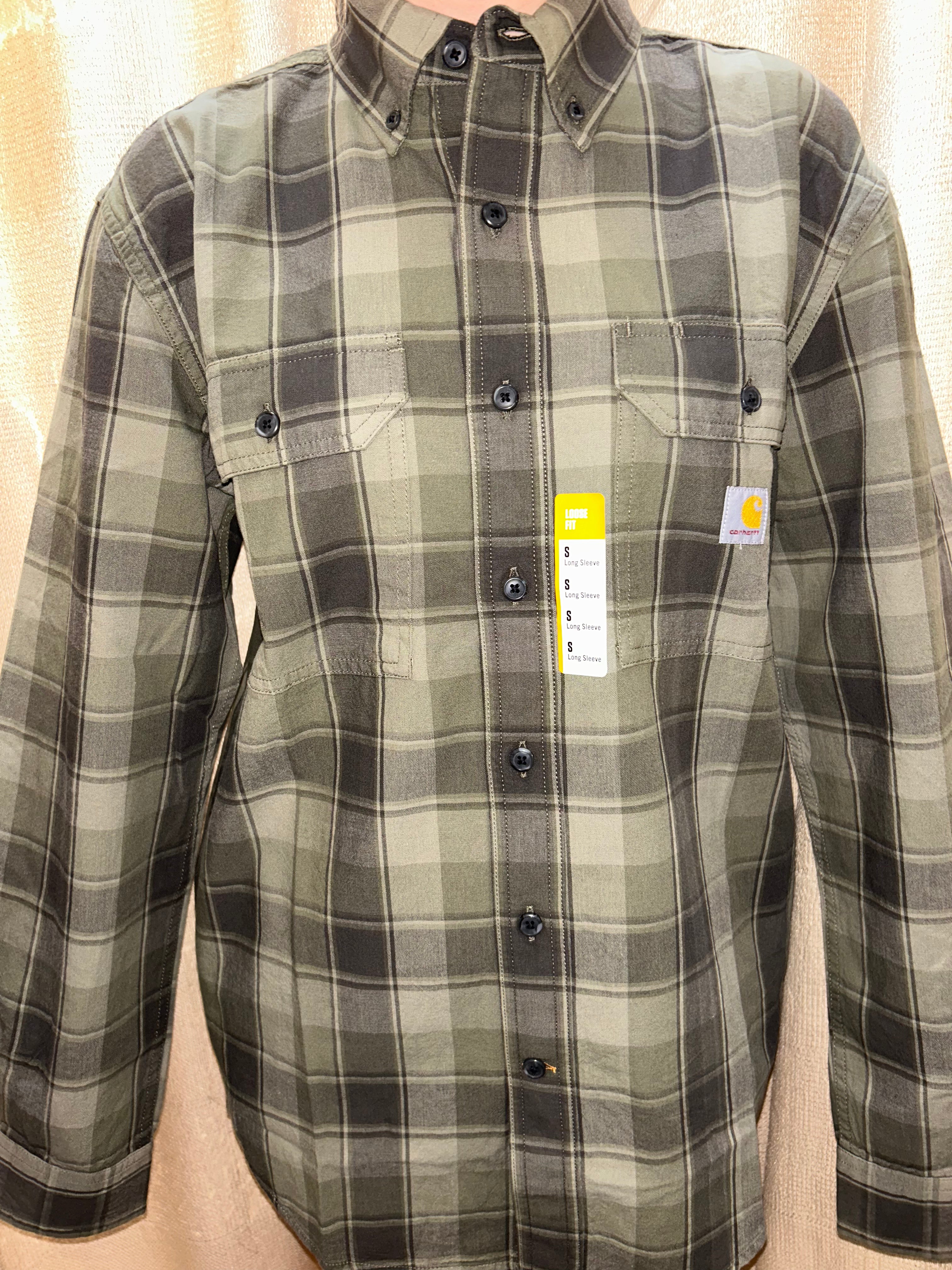 Carhartt Loose-Fit Midweight Chambray Plaid Long-Sleeve Shirt (107012)