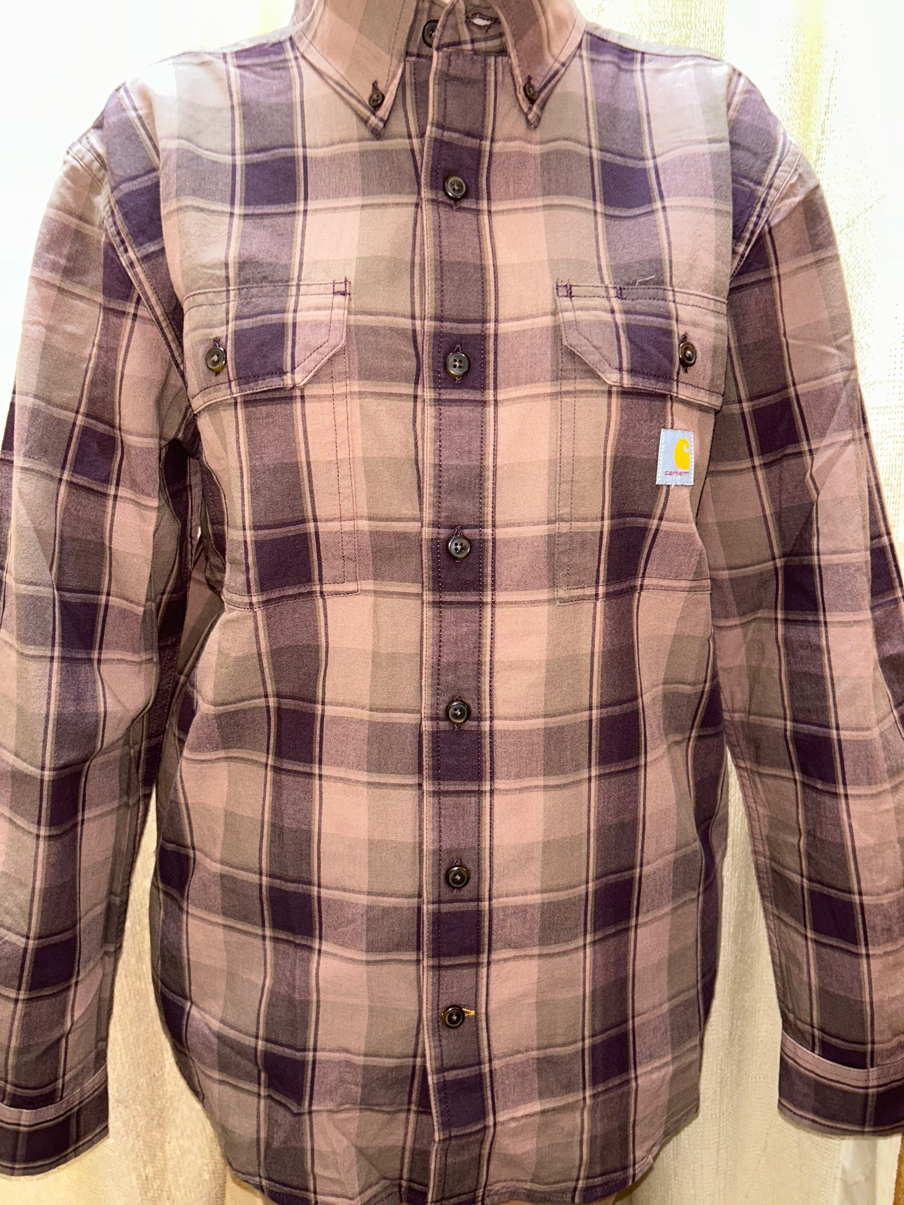 Carhartt Loose-Fit Midweight Chambray Plaid Long-Sleeve Shirt (107012)