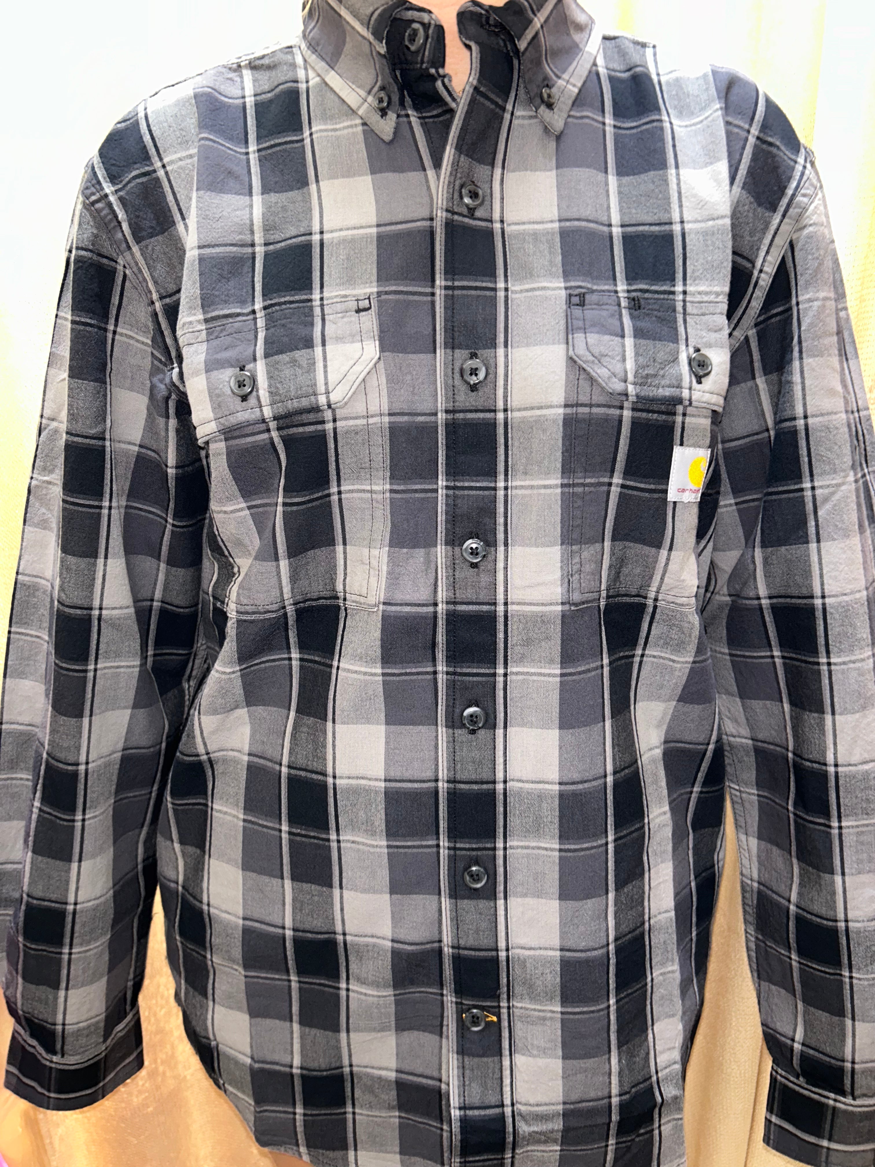 Carhartt Loose-Fit Midweight Chambray Plaid Long-Sleeve Shirt (107012)