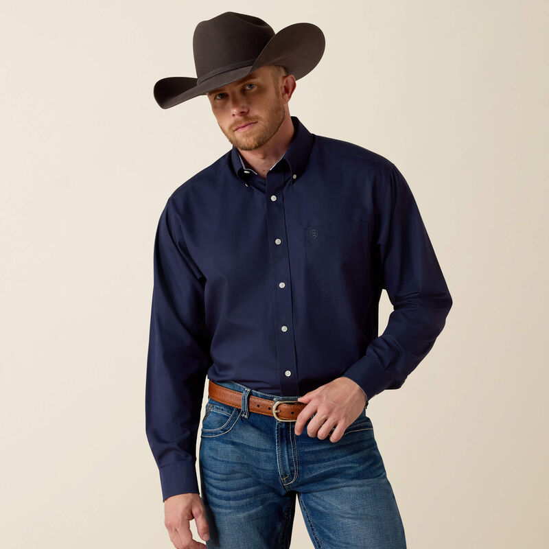 Ariat Wrinkle Free Solid Classic Fit Shirt – Navy Blue (10020330)