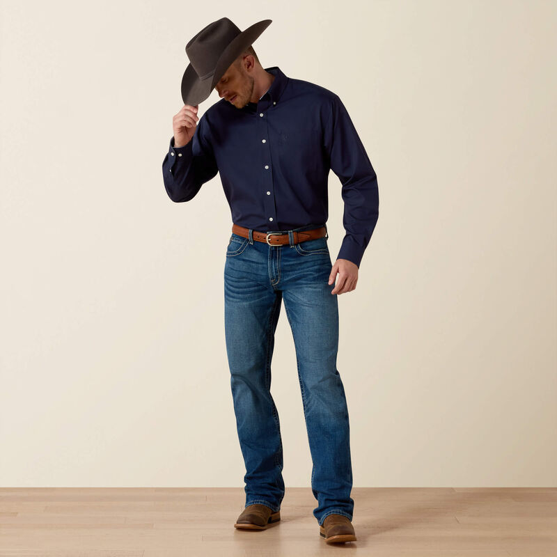 Ariat Wrinkle Free Solid Classic Fit Shirt – Navy Blue (10020330)
