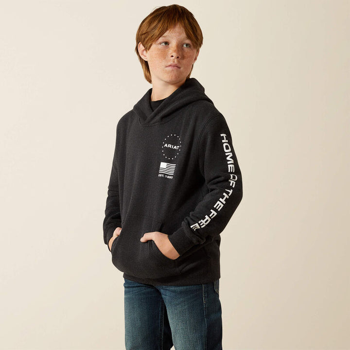 Ariat® Kids  Rebar All-Weather Full-Zip Hoodie – Charcoal Heather (P33403)