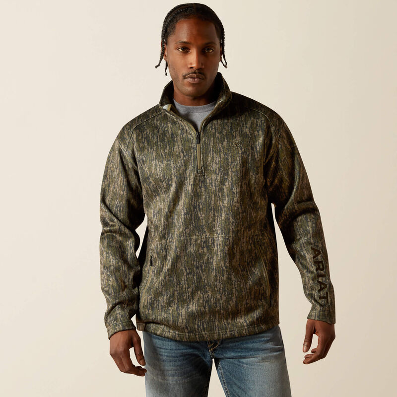 Ariat Caldwell Logo 1/4-Zip Sweater – Green Treebark Camo (Style 10062622)
