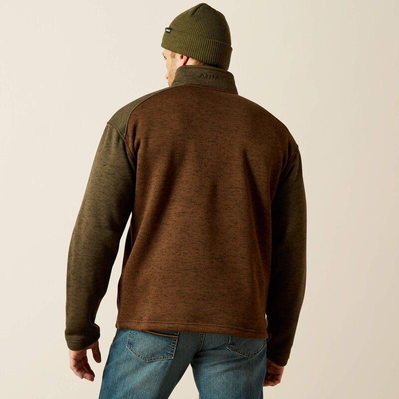 Ariat Caldwell Logo 1/4 Zip Sweater – Carafe / Earth Green 10062623