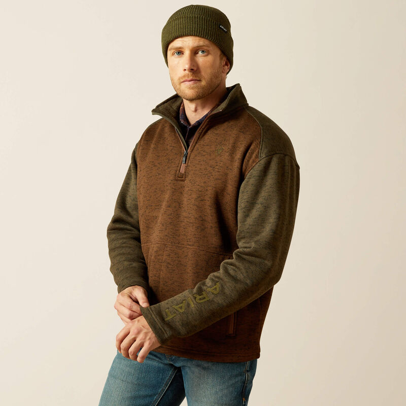 Ariat Caldwell Logo 1/4 Zip Sweater – Carafe / Earth Green 10062623