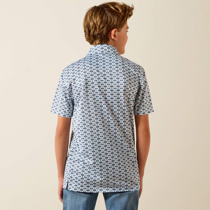 YTH All Over Print Polo WHITE SOUTHWEST TRIANGLE 10073489