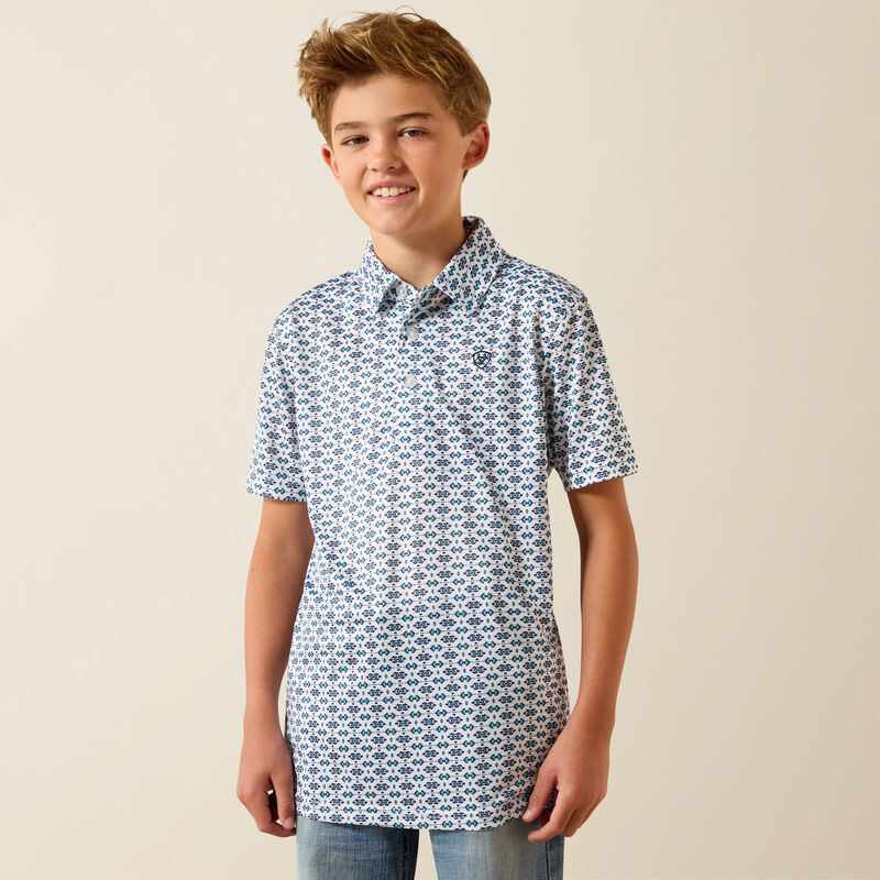YTH All Over Print Polo WHITE SOUTHWEST TRIANGLE 10073489
