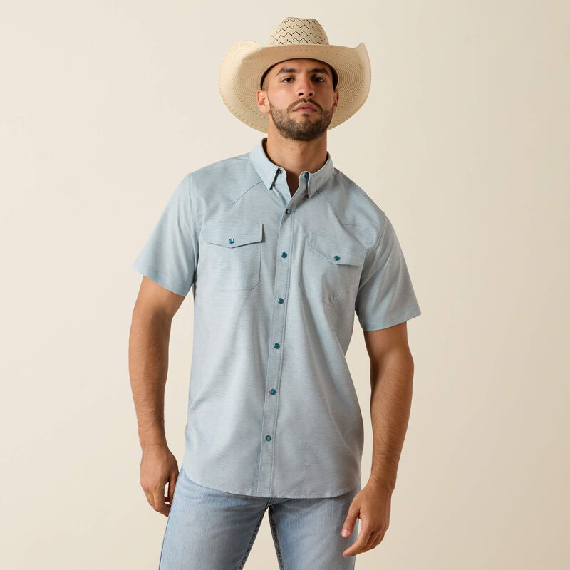 Ariat VentTEK Western Fitted Shirt Blue Heather 10071255 – Ervin's