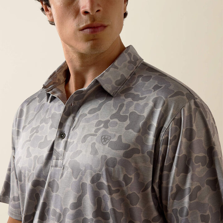 MNS All Over Print Heathered Fitted Polo SKY ROCKET CAMO PRINT 10073436