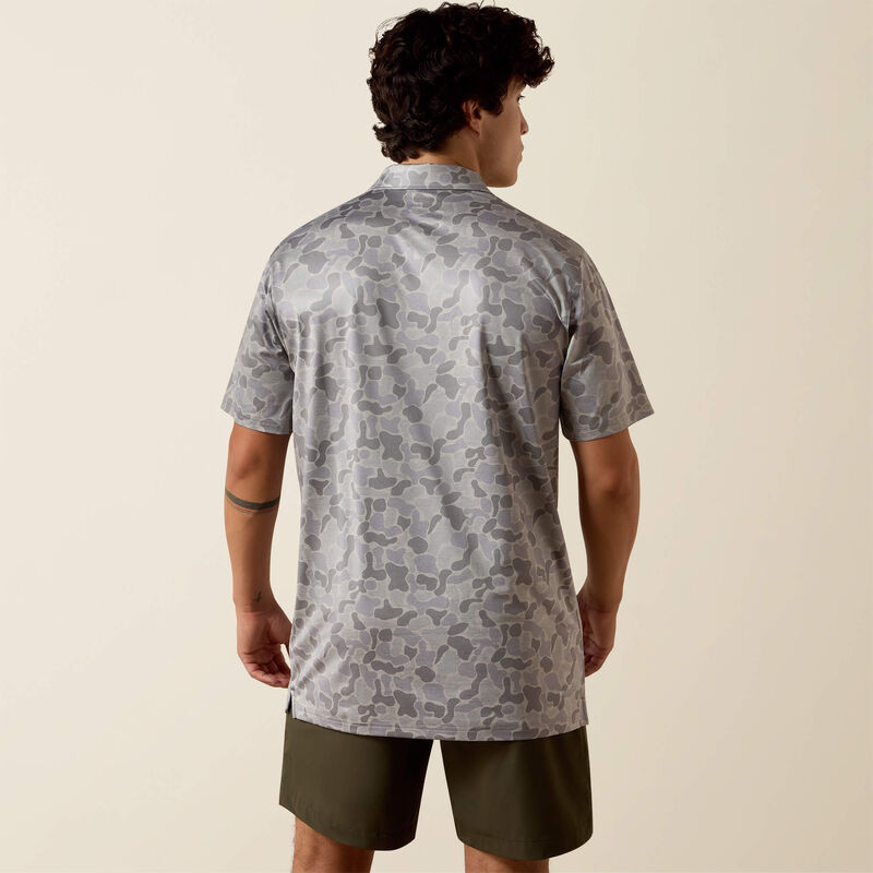 MNS All Over Print Heathered Fitted Polo SKY ROCKET CAMO PRINT 10073436