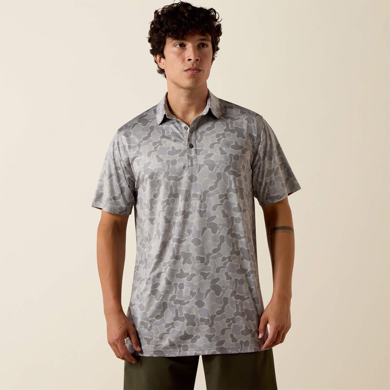 MNS All Over Print Heathered Fitted Polo SKY ROCKET CAMO PRINT 10073436