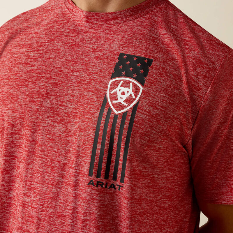 MNS Ariat Patriot Stripe T-Shirt HAUTE RED HEATHER 10073441