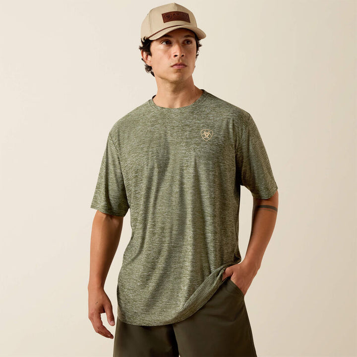 MNS Ariat Longskull Freedom T-Shirt DARK OLIVE HEATHER 10073442