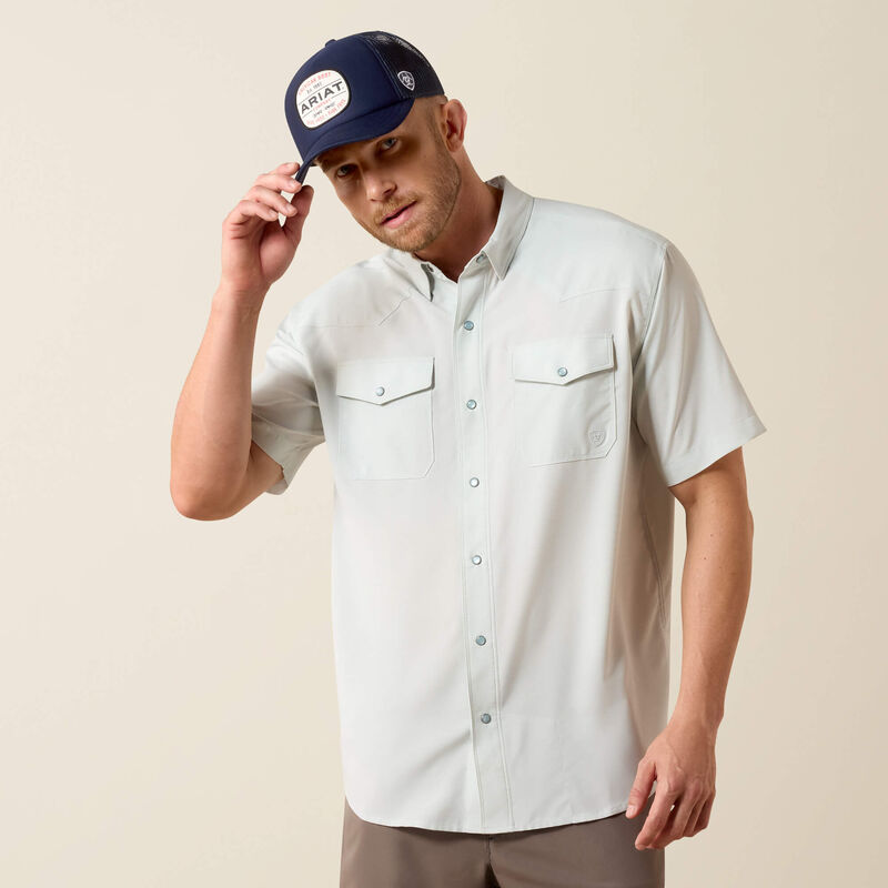 MNS Western VentTEK Classic Fit Shirt AQUA HEATHER 10073498