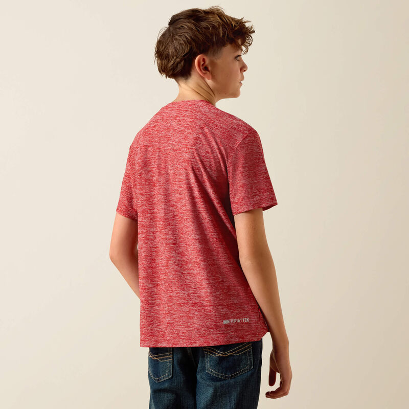 YTH Ariat Patriot Stripe T-Shirt HAUTE RED HEATHER 10073539