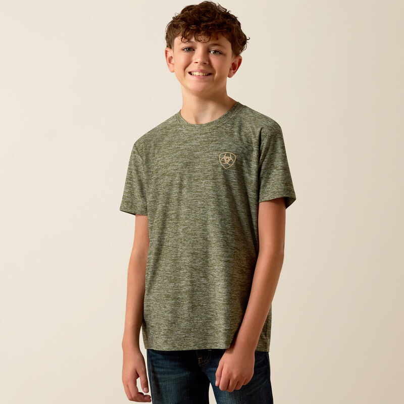 YTH Ariat Longskull Freedom T-Shirt DARK OLIVE HEATHER 10073540