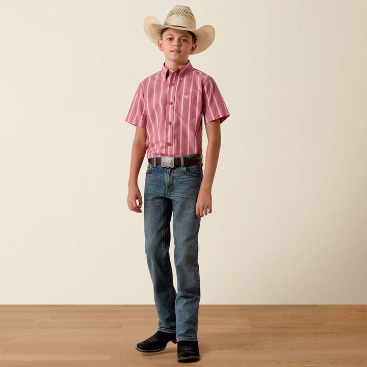 YTH Pro Series Bobby Shirt HIBISCUS RED STRIPE 10073638