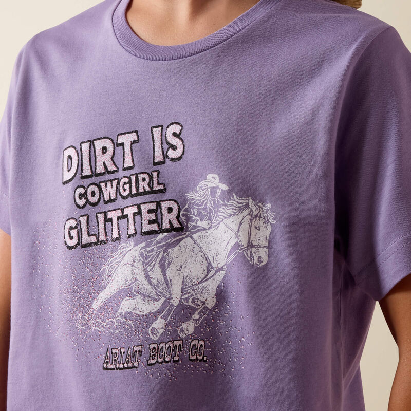 YTH Ariat Dirt is Glitter T-Shirt LAVENDER 10078381