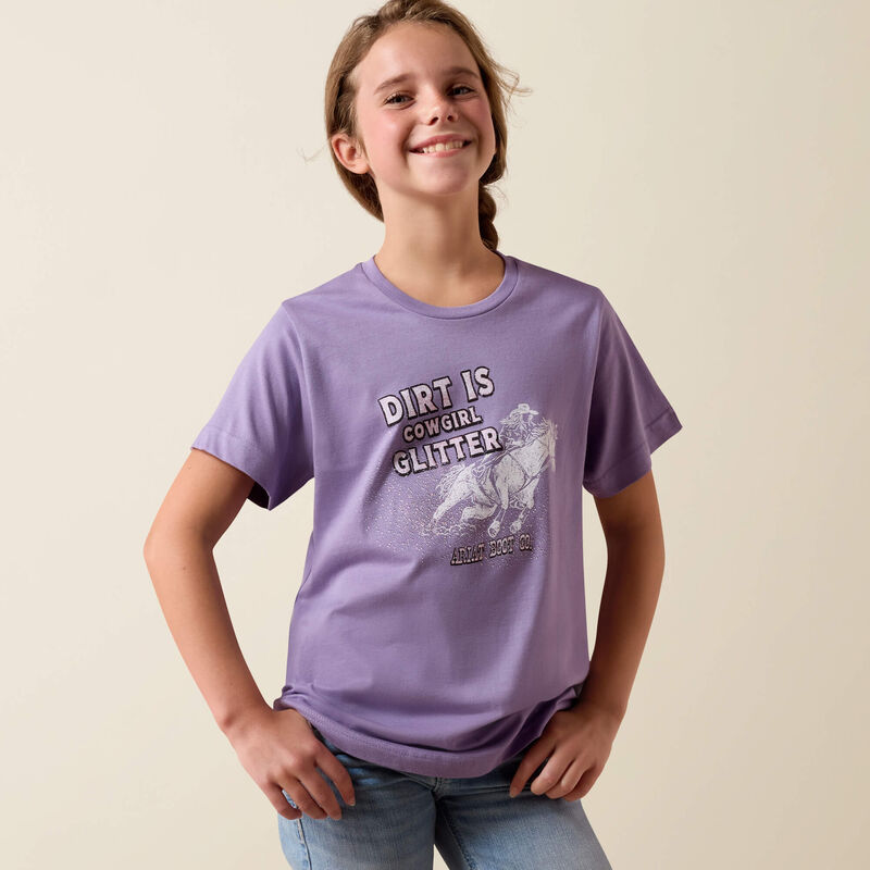 YTH Ariat Dirt is Glitter T-Shirt LAVENDER 10078381