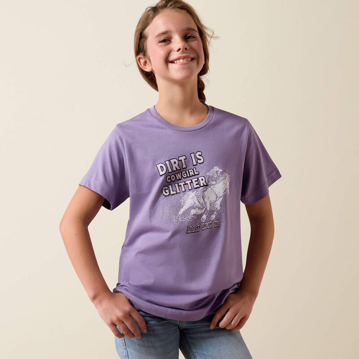 YTH Ariat Dirt is Glitter T-Shirt LAVENDER 10078381
