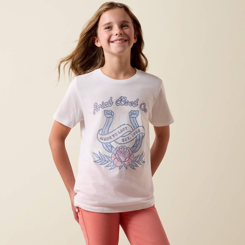 YTH Ariat Western Collage T-Shirt WHITE 10078387