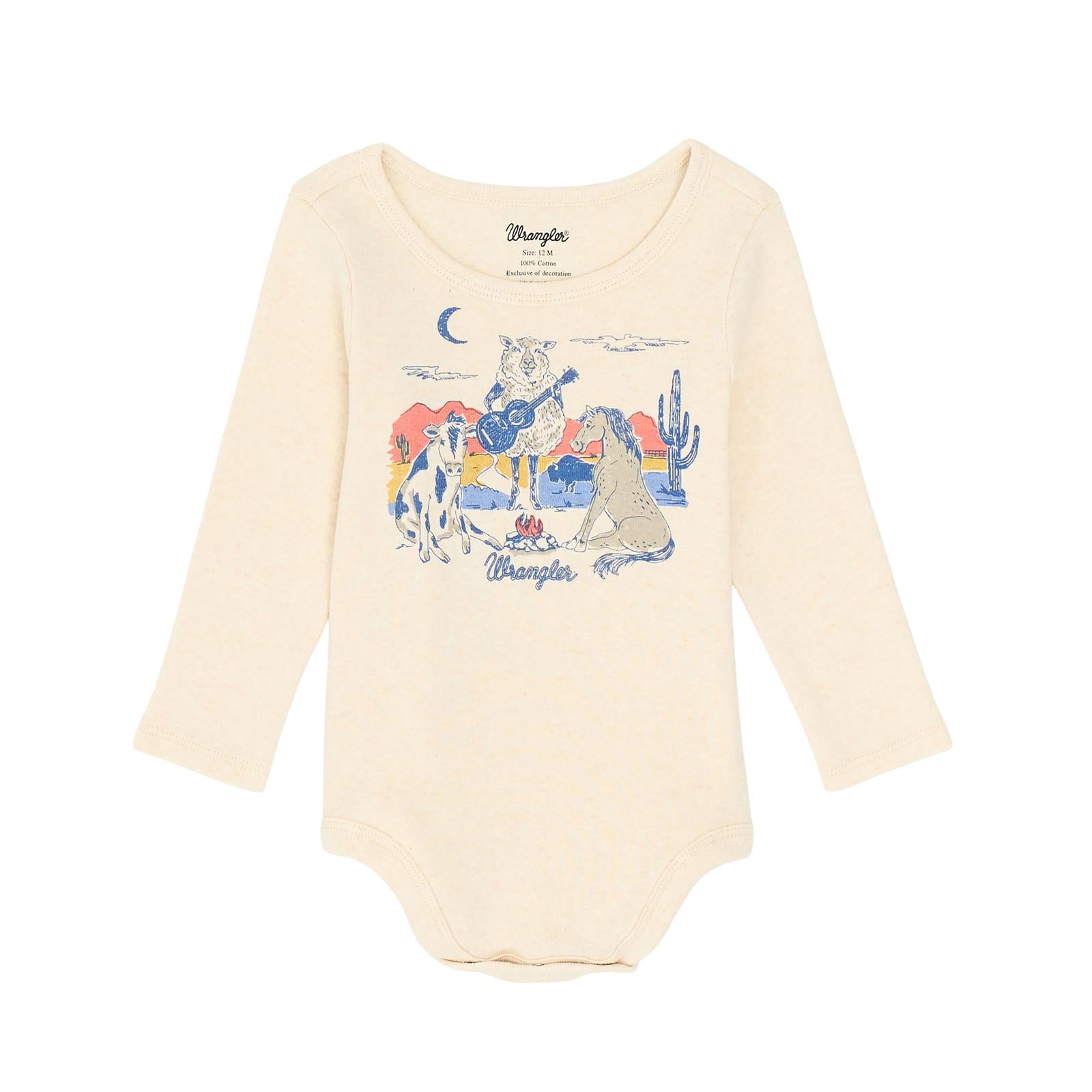 112367542 - Wrangler® Baby Girl Bodysuit - Oatmeal Wrangler® Baby Girls' Desert Graphic Knit Bodysuit – Oatmeal (112367542)