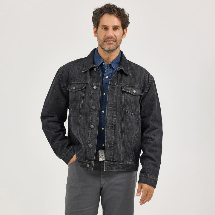 Wrangler Flannel-Lined Denim Jacket – Washed Black (112367635)