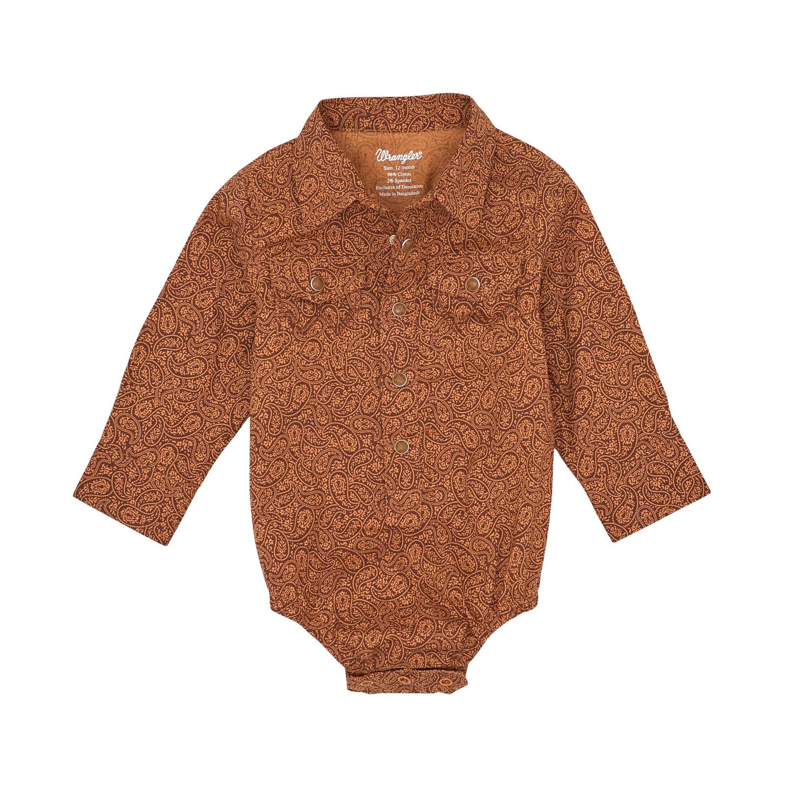 Wrangler® Baby Boy Long Sleeve Western Snap Bodysuit – Rustic Brown (112367741)