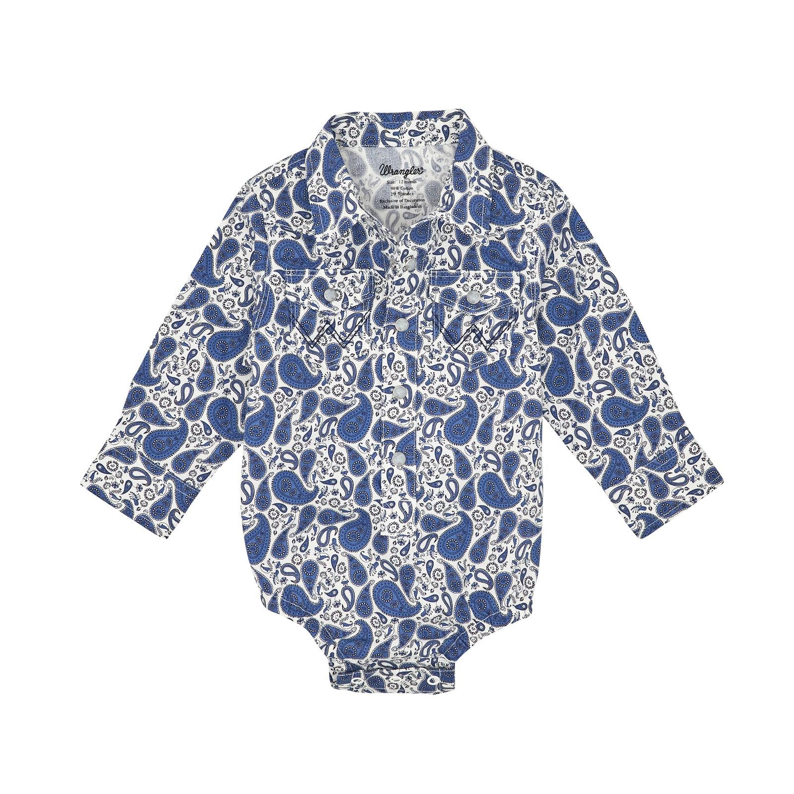Wrangler® Baby Boy Long Sleeve Western Snap Bodysuit – Atlantic Paisley (112367742)