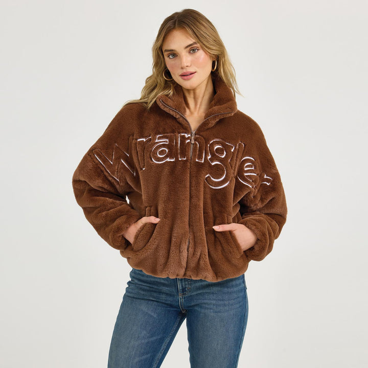 Wrangler Retro Logo Fur Jacket – Teddy Brown (112368043)
