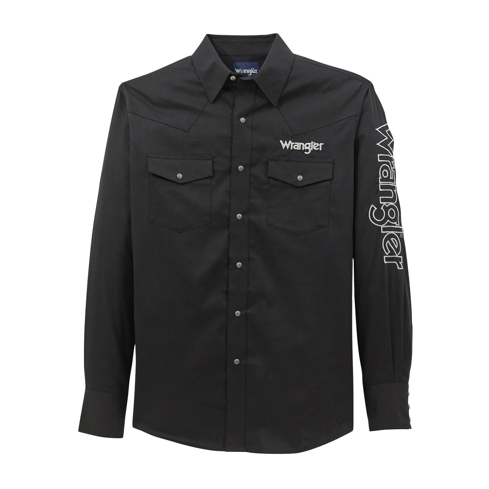 Men's Wrangler® Logo Western Snap Shirt | Long Sleeve Cowboy Shirt 112368538