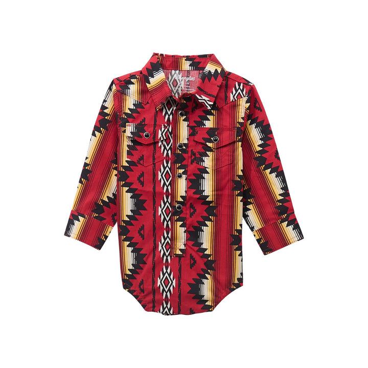 Wrangler Baby Boy “Checotah” Western Bodysuit – Red Multi (Style 112369546)