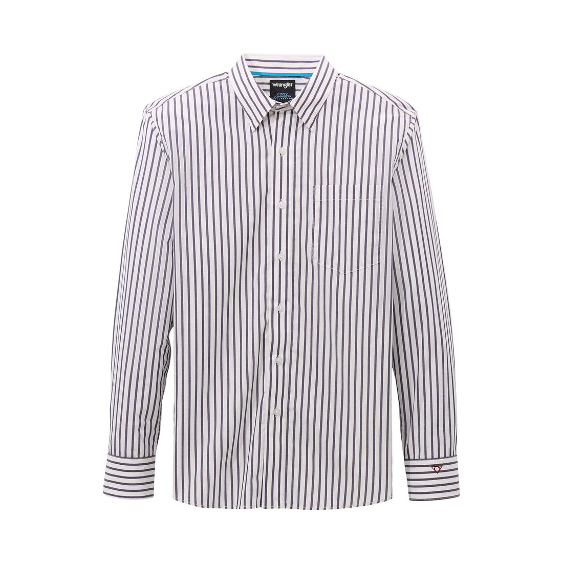 Wrangler X Cody Johnson Classic Fit Shirt – White/Navy (Long Sleeve)