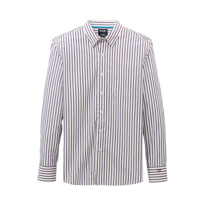 Wrangler X Cody Johnson Classic Fit Shirt – White/Navy (Long Sleeve)