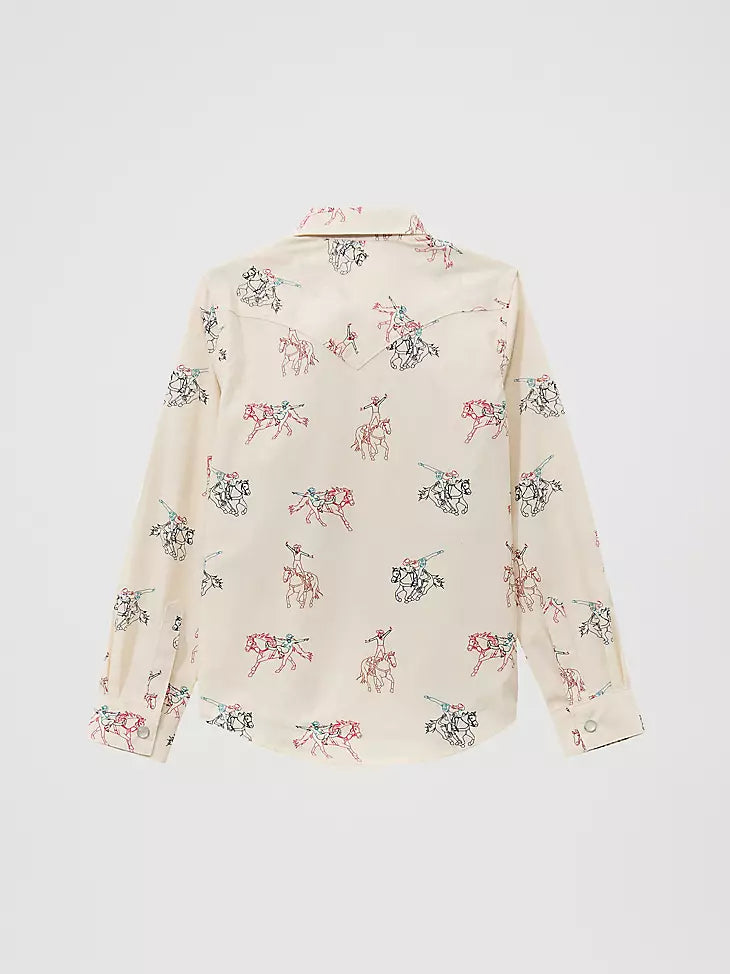 Girl’s Cowboy Horse Print Western Snap Shirt (112371871)