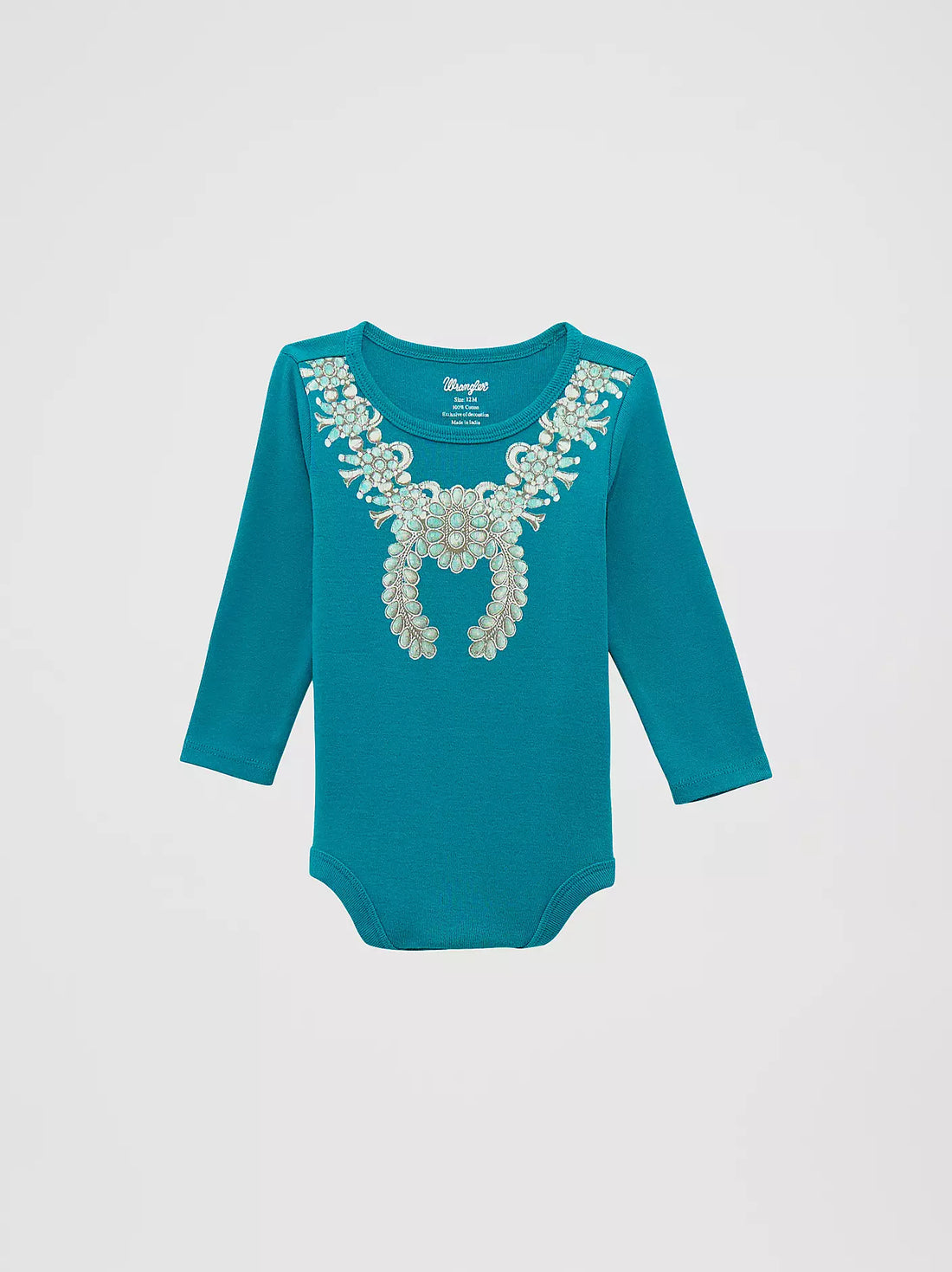 Baby Girl’s Long Sleeve Graphic Knit Teal Bodysuit (112371932)