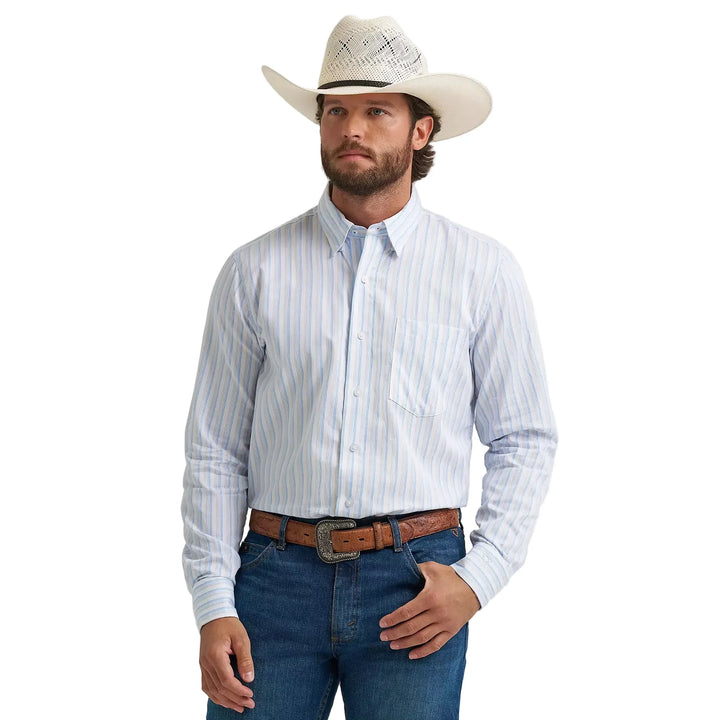 Wrangler® x Cody Johnson Long Sleeve Shirt – Classic Fit – Blue Stripe (112374488)