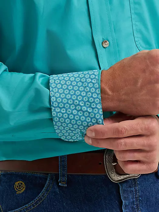 Wrangler® George Strait Collection One Pocket Long Sleeve Shirt – Teal (112374595)