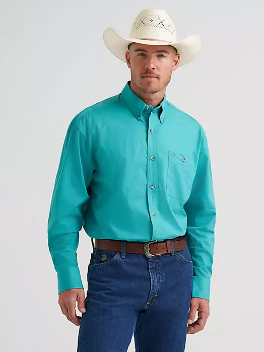 Wrangler® George Strait Collection One Pocket Long Sleeve Shirt – Teal (112374595)