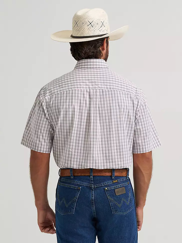 Wrangler® George Strait Collection Two Pocket Short Sleeve Shirt - Peach/Gray (112374609)