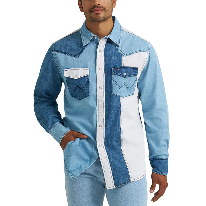 Wrangler® Vintage Inspired Long Sleeve Shirt – Classic Fit – Indigo (112374802)